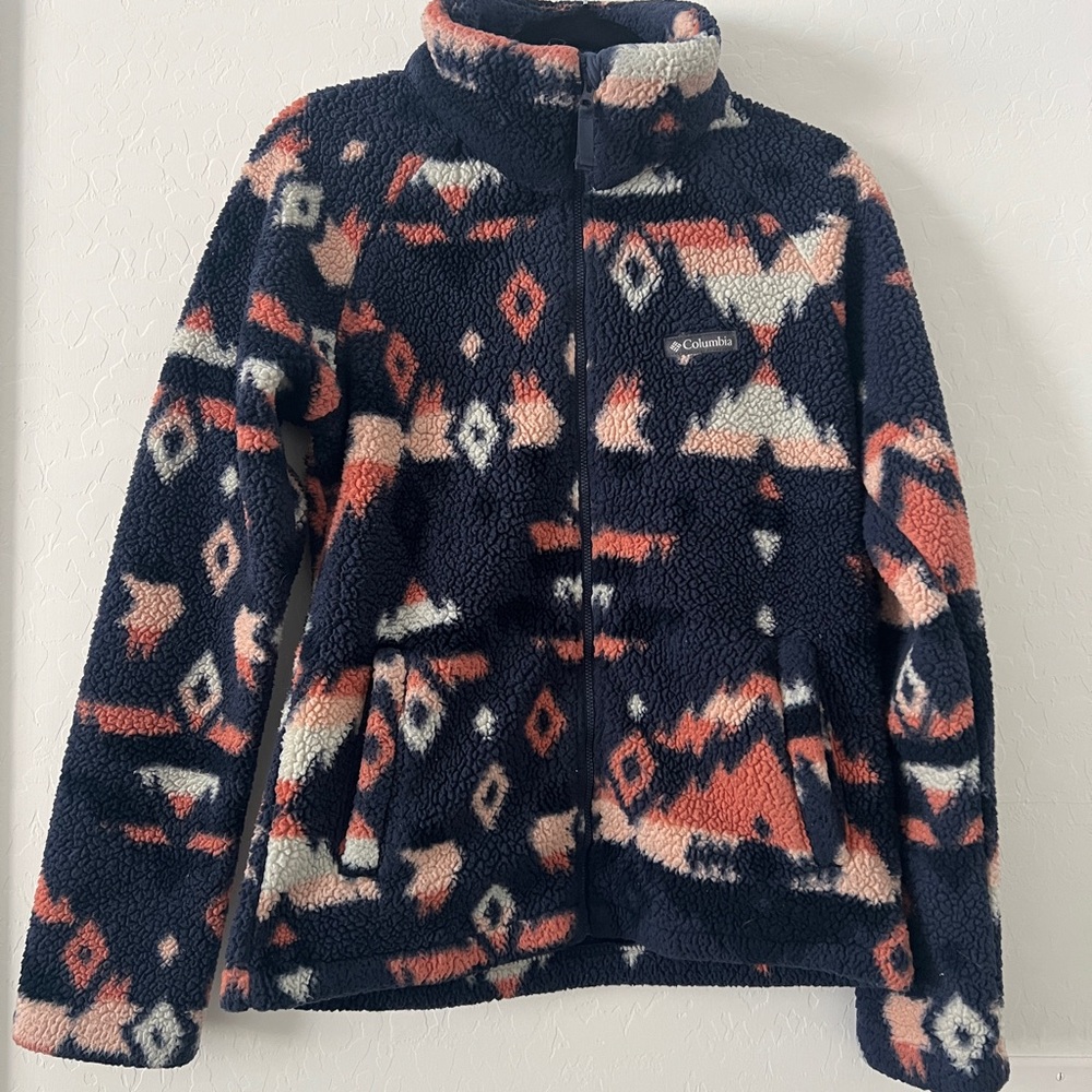 Columbia Winter Pass Sherpa Fleece Jacket Women’s Small Aztec Southwest Full Zip